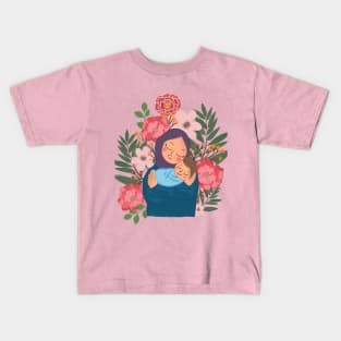 Mom and new baby boy Kids T-Shirt